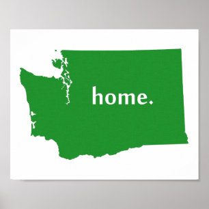 Poster Carte de l'état de la silhouette de la maison de W