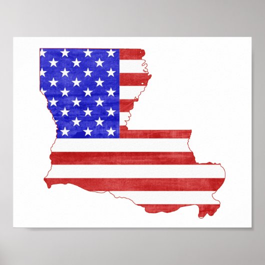 Poster Carte de l'état de la silhouette Louisiane USA (Devant)