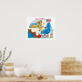 Poster Carte de l'État de New York (Cuisine)