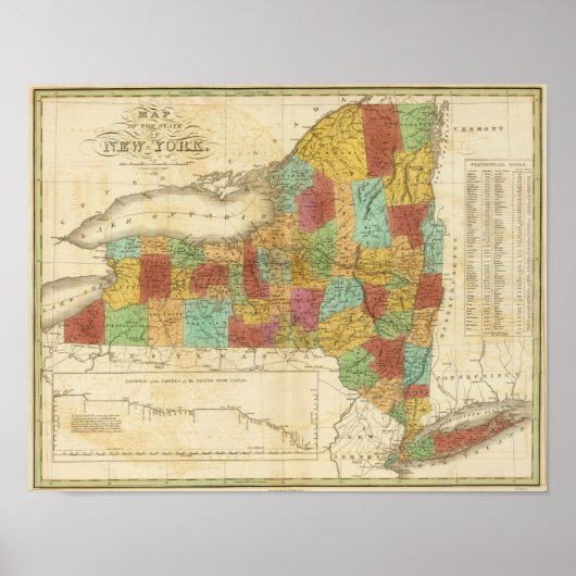 Poster Carte De L'État De New York (Devant)