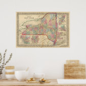 Poster Carte de l'État de New York par Mitchell (Cuisine)