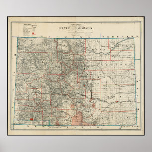 Poster Carte de l'état du Colorado