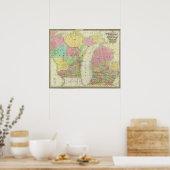 Poster Carte de l'État du Michigan (Cuisine)