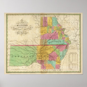 Poster Carte de l'état du Missouri