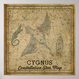 Poster Carte de l'étoile Cygnus Swan Constellation