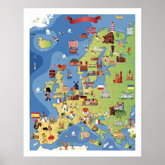 Poster Carte de l'Europe (Devant)