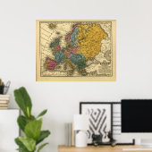 Poster Carte de l'Europe 1839 (Bureau à domicile)