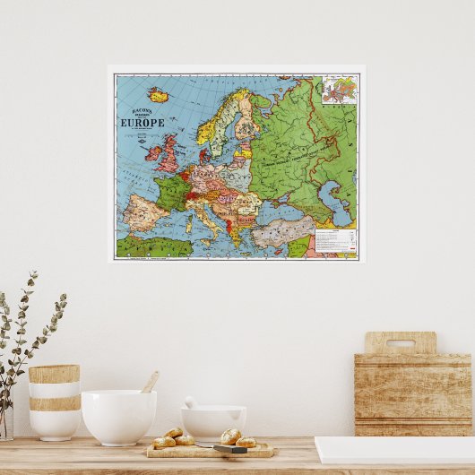 Poster Carte de l'Europe 1923 (Cuisine)