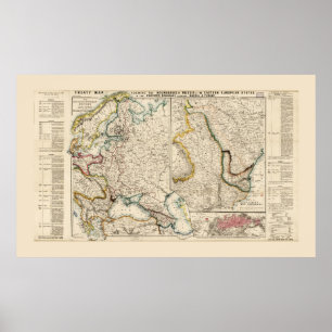 Poster Carte de l'Europe de l'Est (1856)