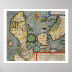 Poster Carte de l'Europe du Nord, de 'Civitates Orbis