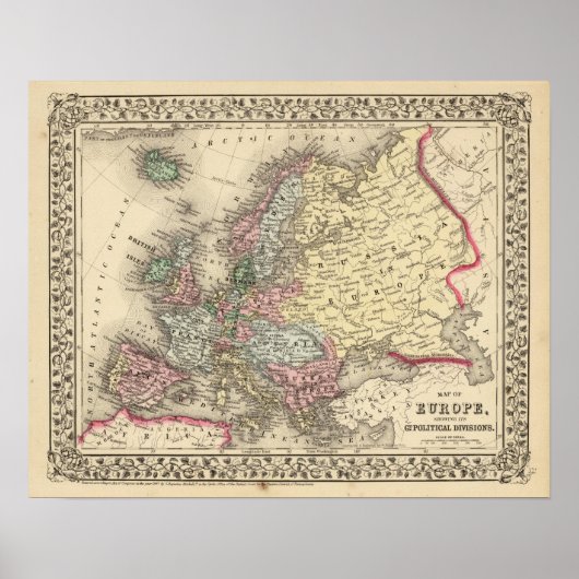 Poster Carte de l'Europe par Mitchell (Devant)