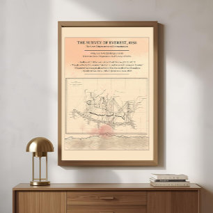 Poster Carte de l'Everest de 1858 — Art moderne raffiné