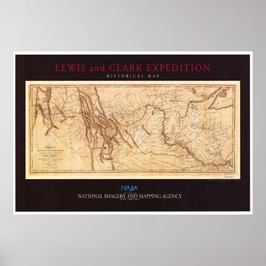 Poster Carte de l'expédition Lewis and Clark (Devant)