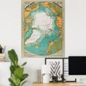 Poster Carte de l'expédition polaire de Fridtjof Nansen (Bureau à domicile)
