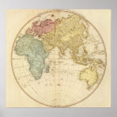 Poster Carte de l'hémisphère est (Devant)