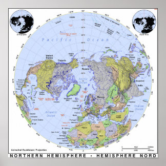 Poster Carte de l'hémisphère nord