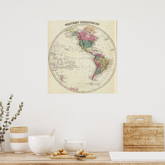 Poster Carte de l'hémisphère occidental (Cuisine)