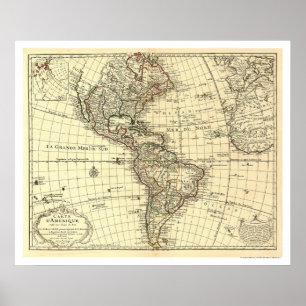 Poster Carte de l'hémisphère occidental 1780