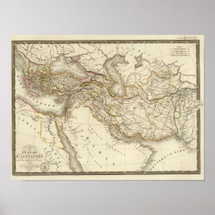 Poster Carte de l'hémisphère oriental du monde classique