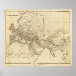 Poster Carte de l'hémisphère oriental mondial