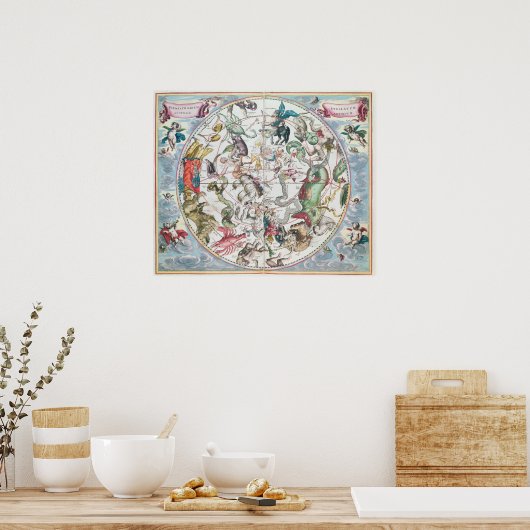 Poster Carte de l'hémisphère Sud (Cuisine)