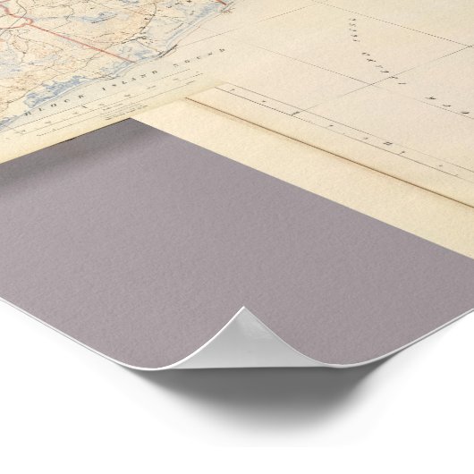 Poster Carte de l'île composite Rhode (Coin)