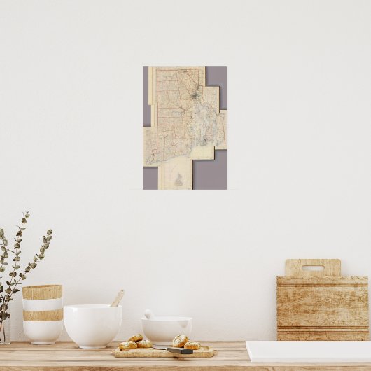 Poster Carte de l'île composite Rhode (Cuisine)