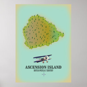 Poster Carte de l'île d'Ascension territoire britannique