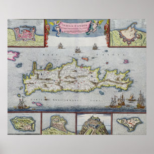 Poster Carte de l'île de Candia