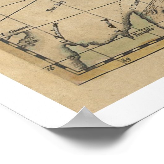 Poster Carte de l'île de Cuba - 1762 (Coin)