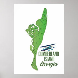 Poster Carte de l'île de Cumberland