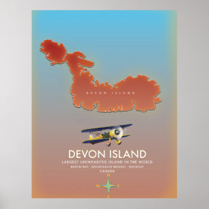 Poster carte de l'île de Devon, Canada