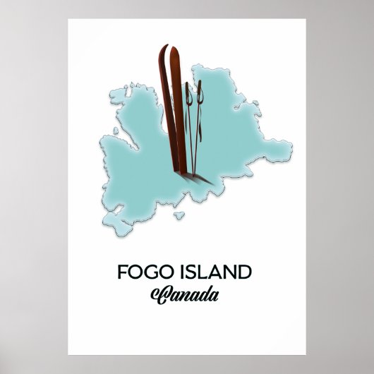Poster Carte de l'île de Fogo Canada (Devant)