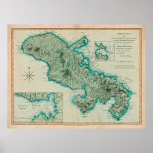 Poster Carte de l'île de la Martinique (1704)