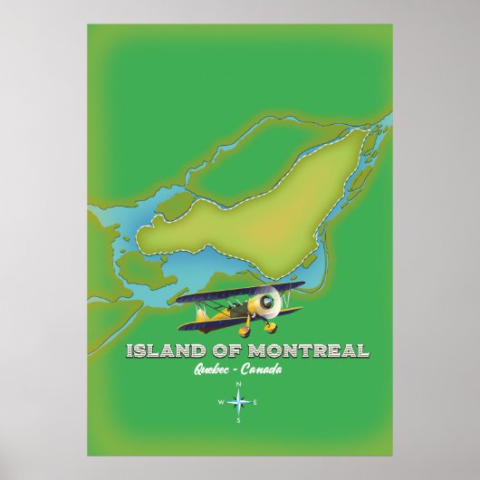Poster Carte de l'île de Montréal Canada (Devant)