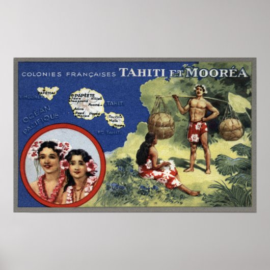 Poster Carte de l'île de Moorea (Devant)