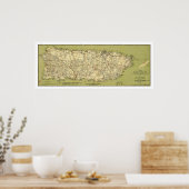 Poster Carte de l'île de Porto Rico 1900 (Cuisine)