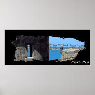 Poster Carte de l'île de Porto Rico El Morro