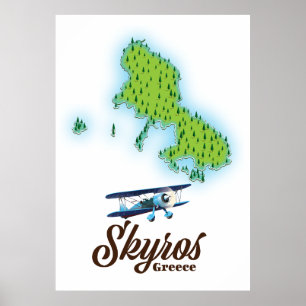 Poster carte de l'île de Skyros Grèce