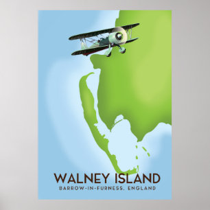 Poster Carte de l'île de Walney, Burrow-In-Furness, Angle