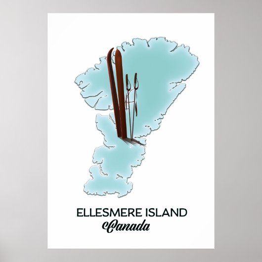 Poster Carte de l'île d'Ellesmere Canada (Devant)
