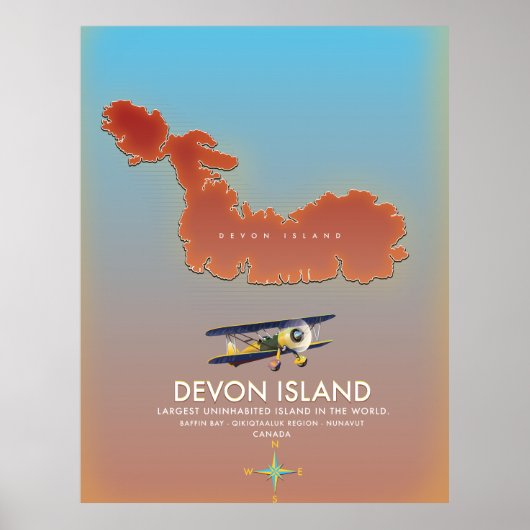 Poster Carte de l'île Devon, canada (Devant)
