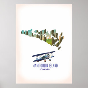 Poster Carte de l'île Manitoulin Canada