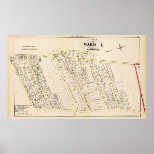 Poster Carte de l'île Providence Rhode 2 (Devant)