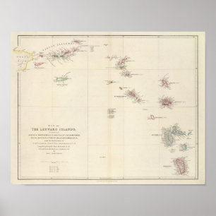 Poster Carte de l'Îles-Sous-le-Vent