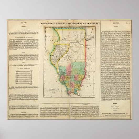 Poster Carte De L'Illinois (Devant)