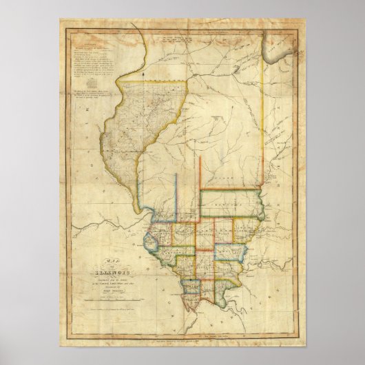 Poster Carte de l'Illinois 3 (Devant)