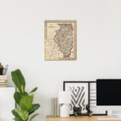 Poster Carte de l'Illinois par Mitchell (Bureau à domicile)
