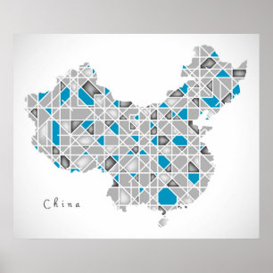 Poster Carte de l'illustration en cristal de style de