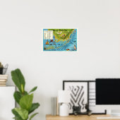 Poster Carte de l'impression des Florida Keys (Bureau à domicile)